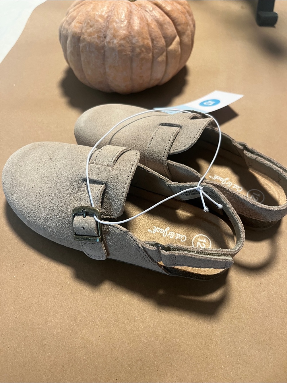 Target Beige Suede-Look Buckle Slingback Kids Moccasins